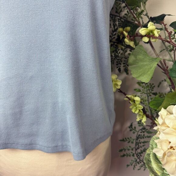 Topshop Periwinkle Ribbed Square Neck Cap Sleeve Top sz 12 - Picture 4 of 10